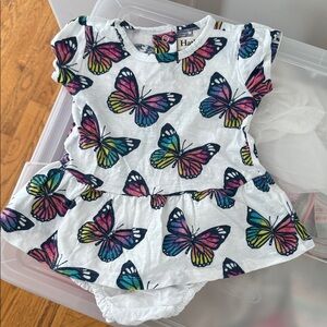 Hatley Rainbow Butterfly Baby Dress with Diaper Cover